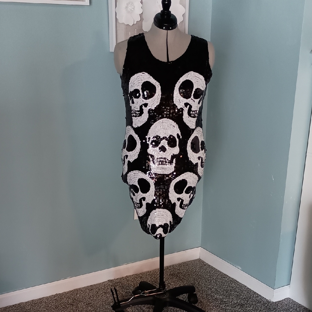 Skull Sequin Halloween Costume Dress